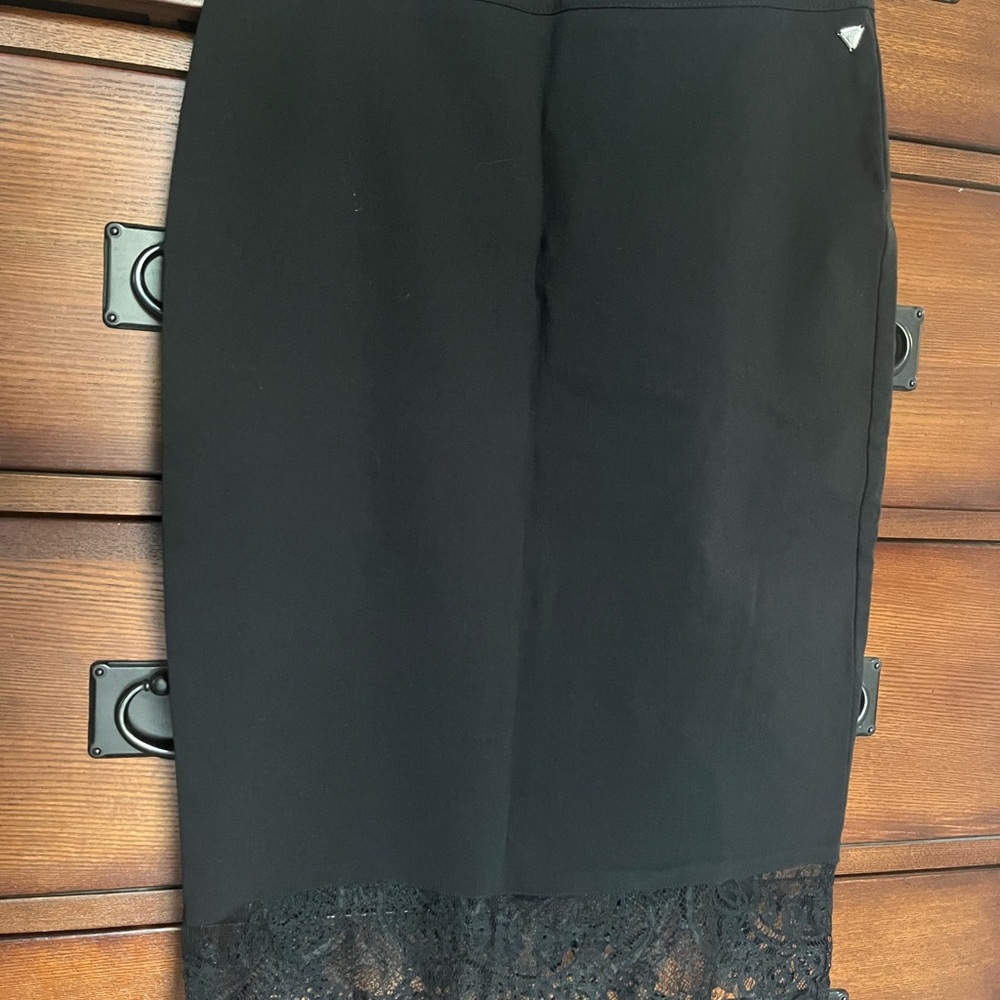 Guess Black stretch Pencil Skirt with Lace Detail